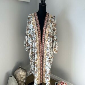 Floral Kimono with Pink and soft color accents.